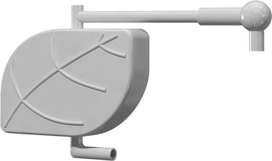 Grått plastavløp vises på lys bakgrunn.